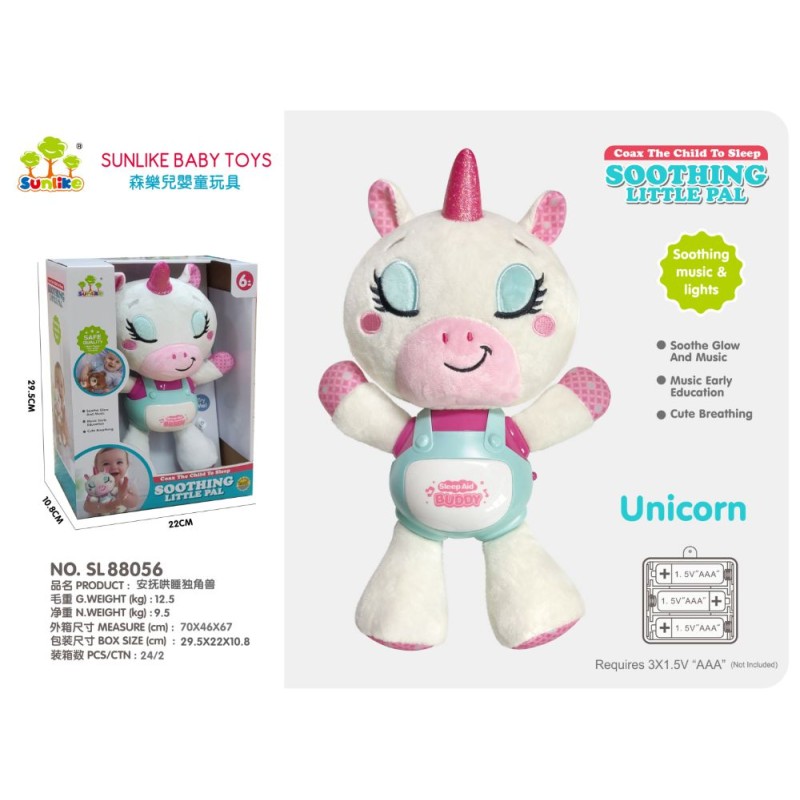 Peluche Unicornio Rosa con Luces y Músic