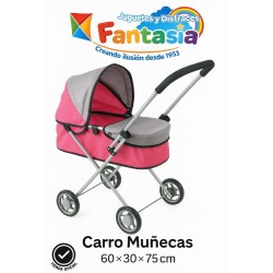 Coche de muñecas con capota 60×30×75 cm 