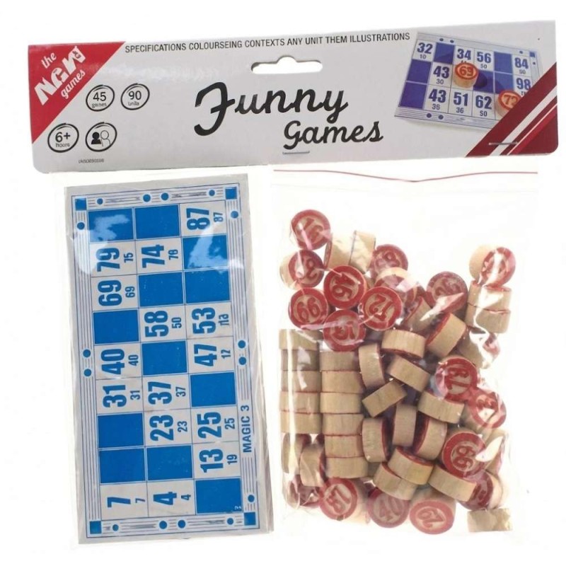 48 Cartones y Fichas Madera para Bingo