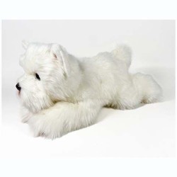 Peluche Terrier Blanco Tumbado 25cm.