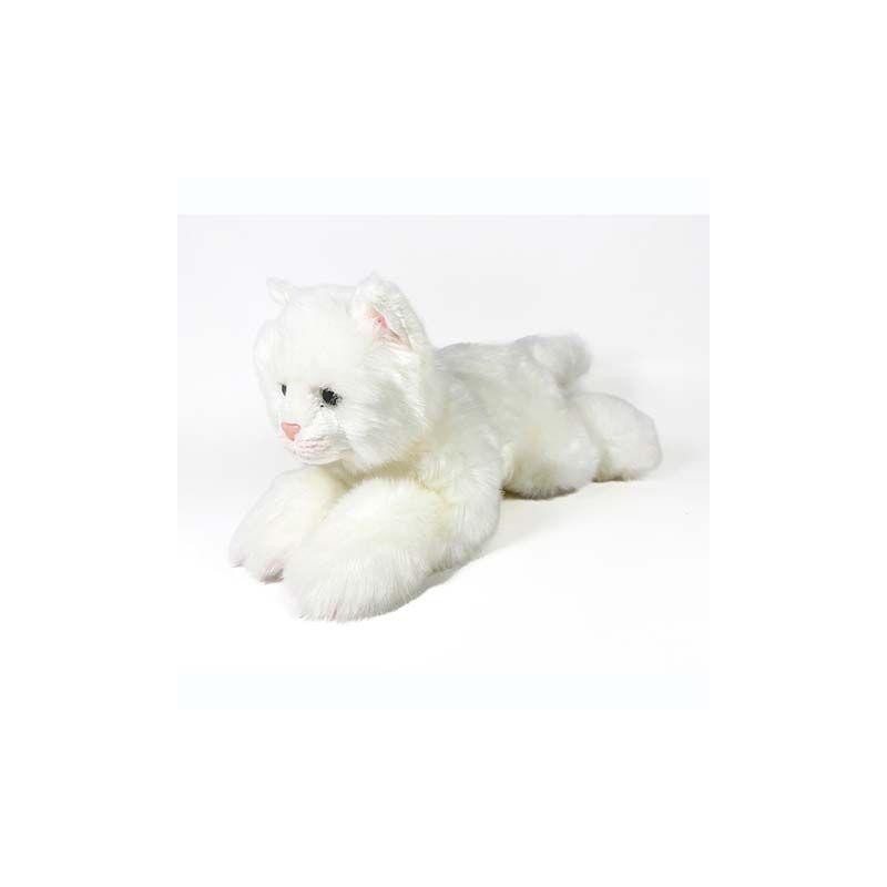 Peluche Gato Blanco Tumbado 25cm.