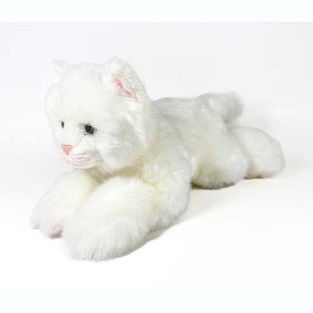 Peluche Gato Blanco Tumbado 25cm.