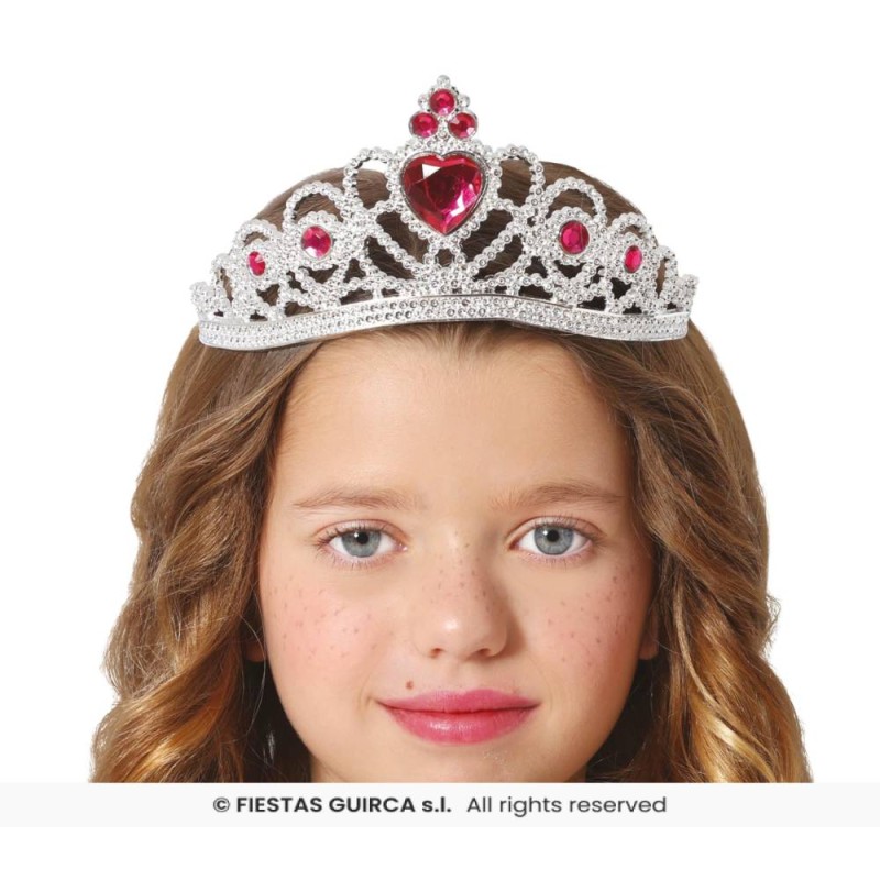 Diadema plata corazon rojo infantil