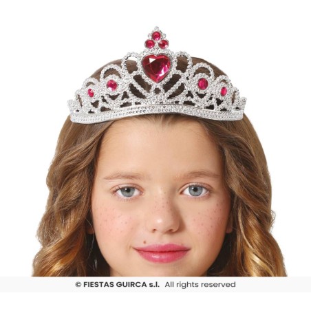 Diadema plata corazon rojo infantil