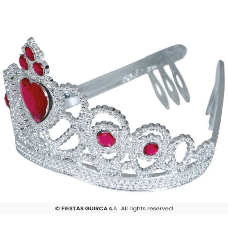 Diadema plata corazon rojo infantil