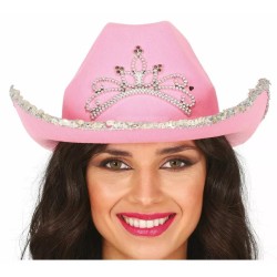 SOMBRERO COWBOY FIELTRO ROSA, ADULTA