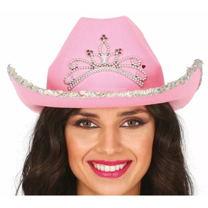 SOMBRERO COWBOY FIELTRO ROSA, ADULTA