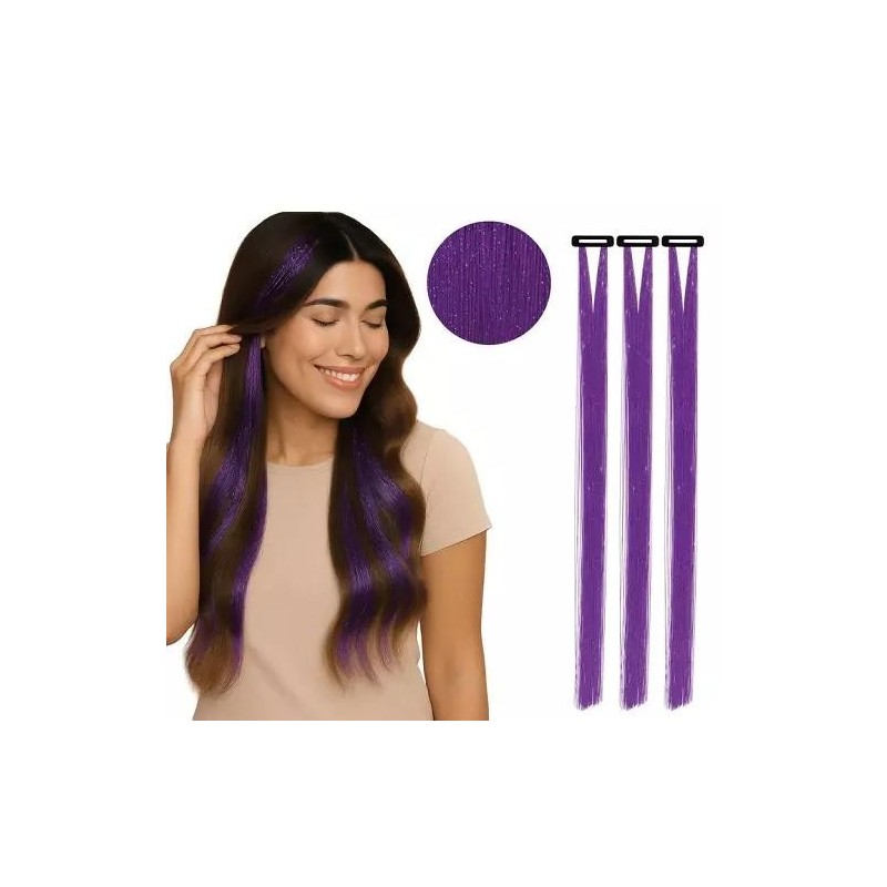 3 MECHONES 50 CMS BRILLANTE PURPURA