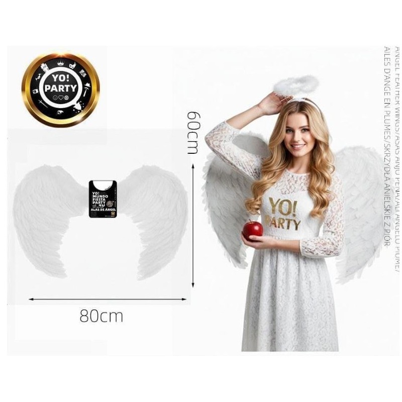 80 * 60 cm alas angel pluma blanco