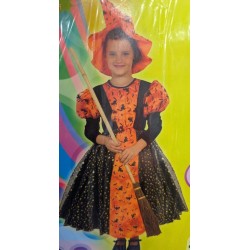 Disfraz Bruja Delux Naranja 7-9 años 2