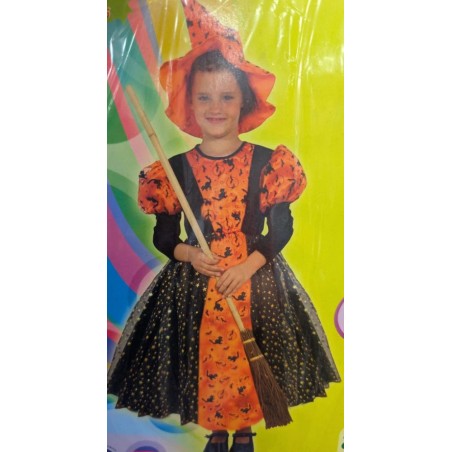 Disfraz Bruja Delux Naranja 7-9 años