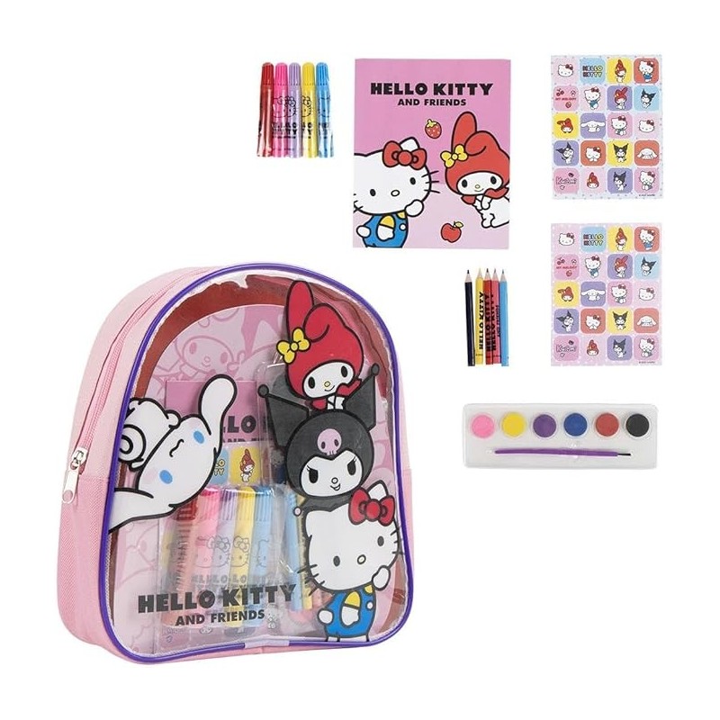 Set Coloreable Mochila Hello Kitty