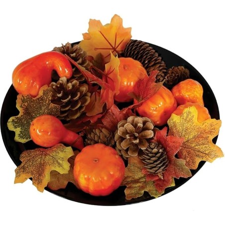 SET HOJAS DE CALABAZA PIÑAS EN CAJA DE P