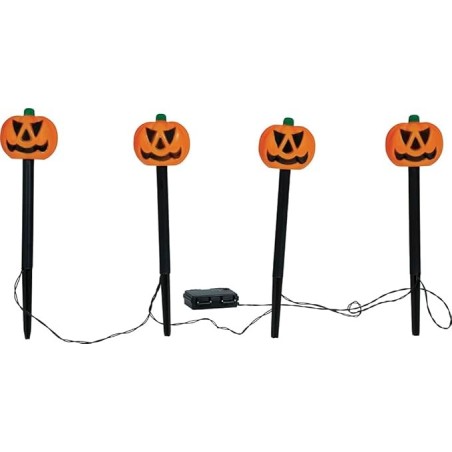 4 FAROLES CALABAZAS CON LUZ PARA