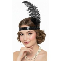 Diadema Charlestón lentejuelas y pluma