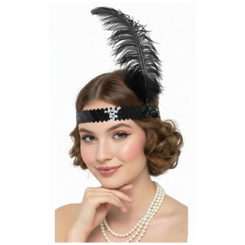 Diadema Charlestón lentejuelas y pluma