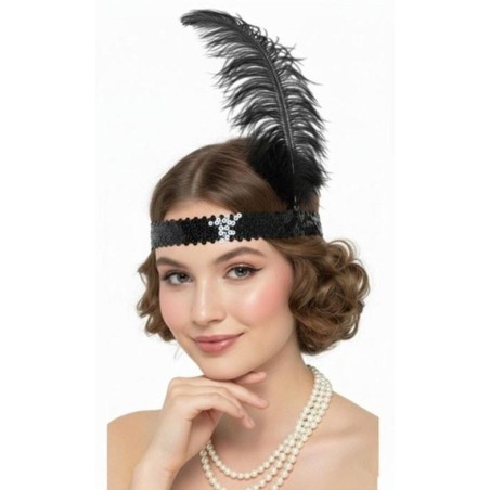 Diadema Charlestón lentejuelas y pluma