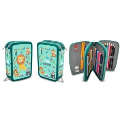 Estuche 3 cremalleras animales