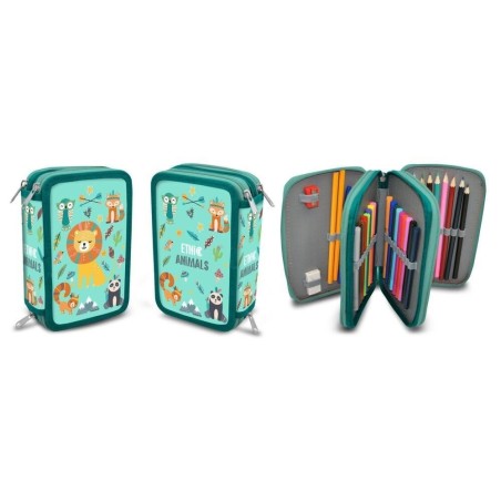 Estuche 3 cremalleras animales