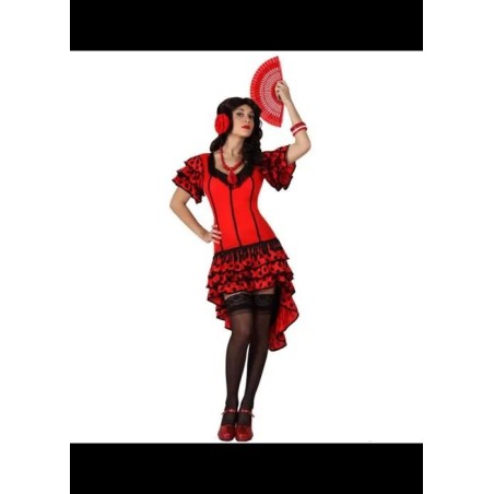 Disfraz Sevillana Roja Lunar NegrO XS-S