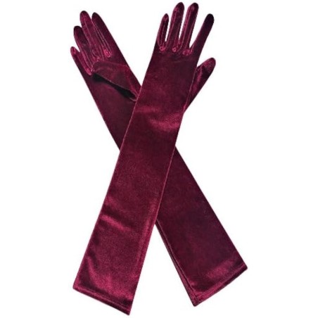 guantes granate largos aterciopelado