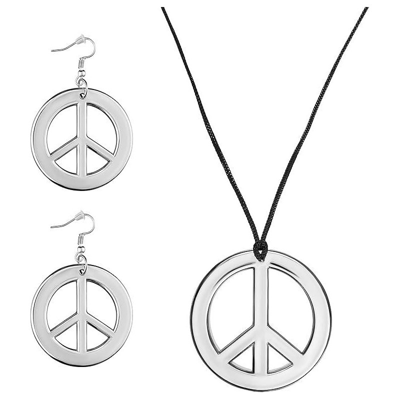 conjunto hippie collar y pendients plata