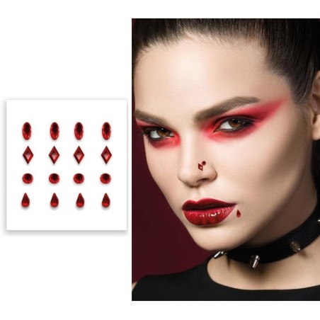 pegatinas joyas faciales rojas