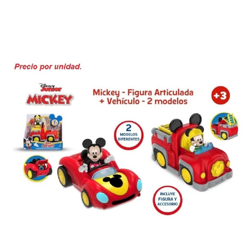 MICKEY FIGURA ARTICULADA + VEHICULO