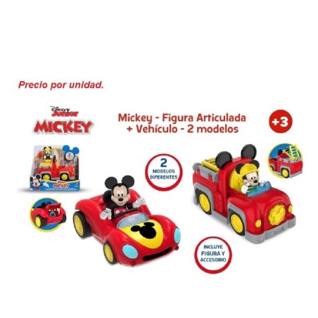 MICKEY FIGURA ARTICULADA + VEHICULO