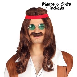 PELUCA HIPPIE CON BIGOTE