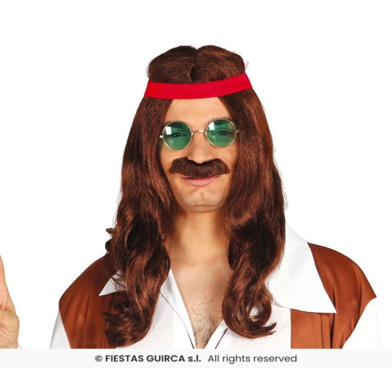 PELUCA HIPPIE CON BIGOTE