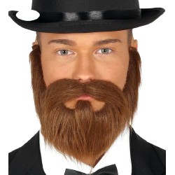 BARBA Y BIGOTE CASTAÑA CON GOMA ELASTICA