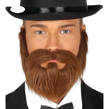 BARBA Y BIGOTE CASTAÑA CON GOMA ELASTICA