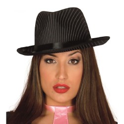 SOMBRERO GANGSTER ALTA CALIDAD RAYAS NEG