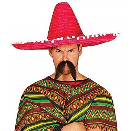 SOMBRERO MEXICANO PAJA ROJO 60CM