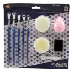 SET DE 5 PINCELES Y 4 ESPONJAS MAQUILLAJ