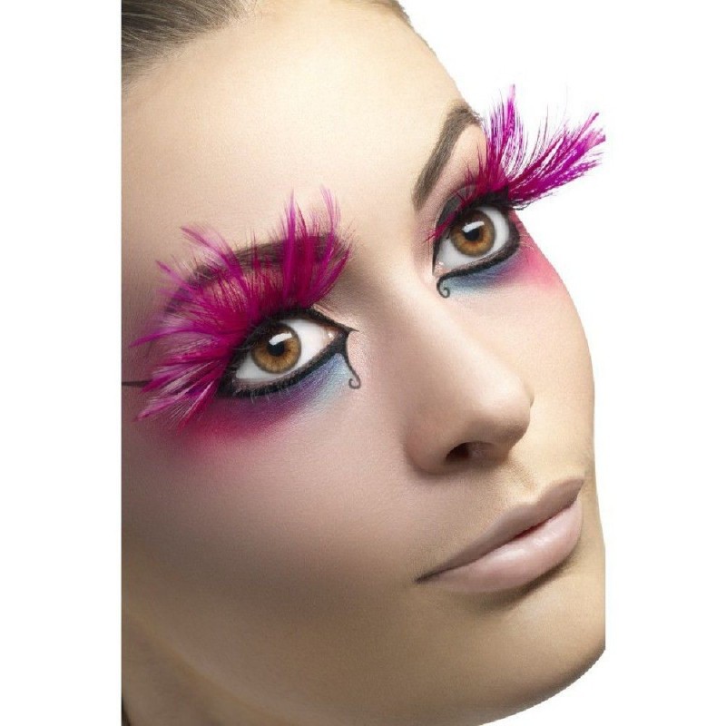 PESTAÑA PLUMAS FUCSIA CON ADHESIVO