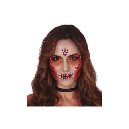 JOYAS FACIALES ADHESIVAS CALAVERA ROSA