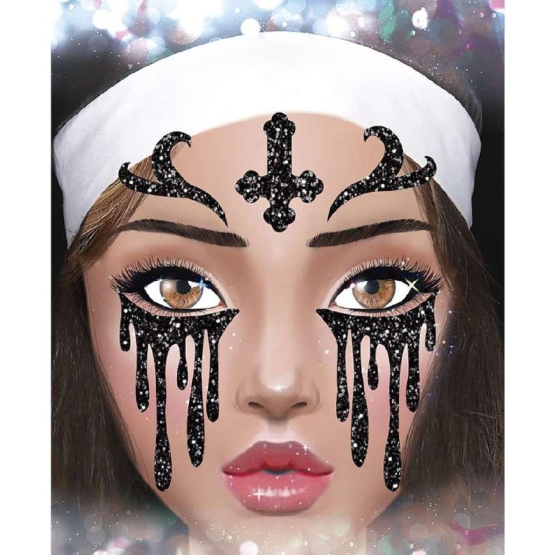 PEGATINAS MONJA GLITTER FACE 20X20 CM