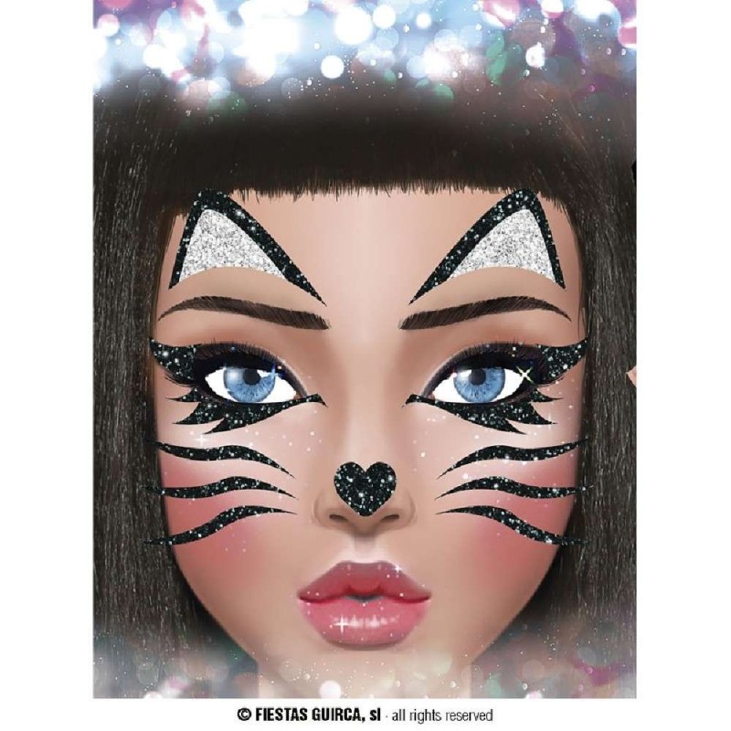 PEGATINAS GATA GATITA GLITTER FACE 20X20