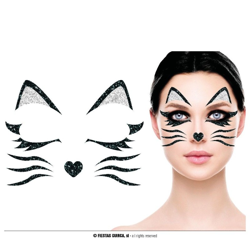 PEGATINAS GATA GATITA GLITTER FACE 20X20