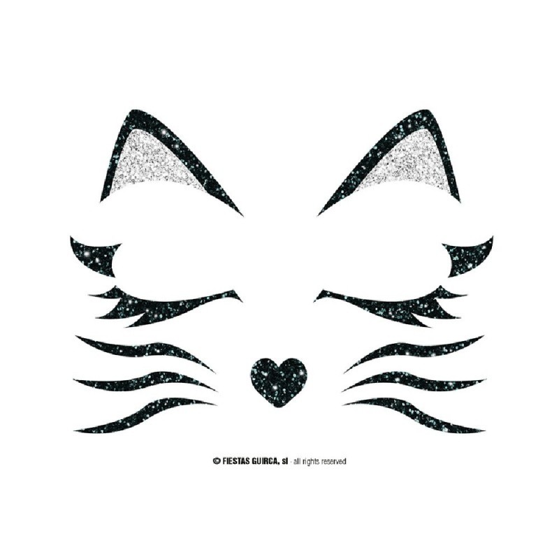 PEGATINAS GATA GATITA GLITTER FACE 20X20