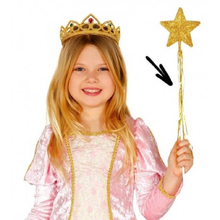 VARITA HADA PRINCESA ORO ESTRELLA 45 CM