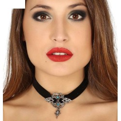 COLLAR GARGANTILLA CON PIEDRAS AZULES