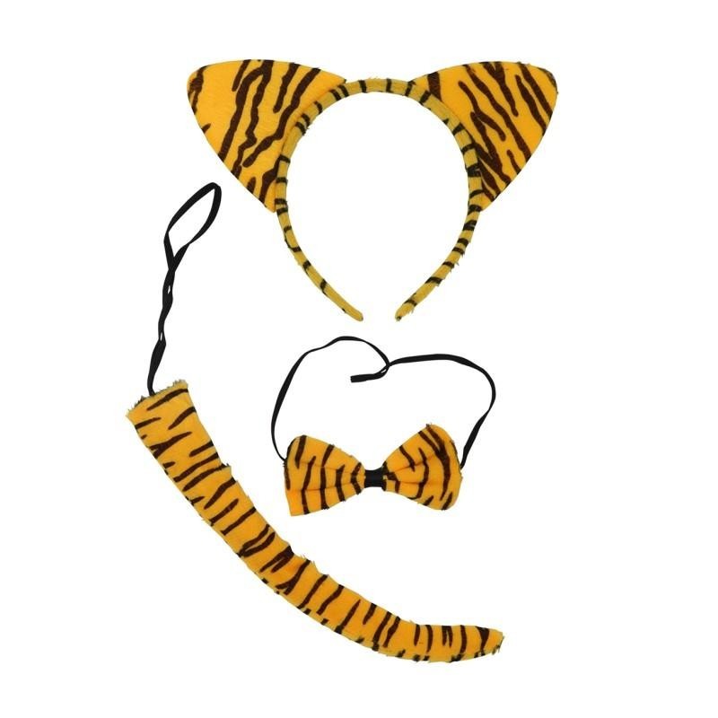 CONJUNTO SET TIGRE (DIADEMA CON OREJAS,C