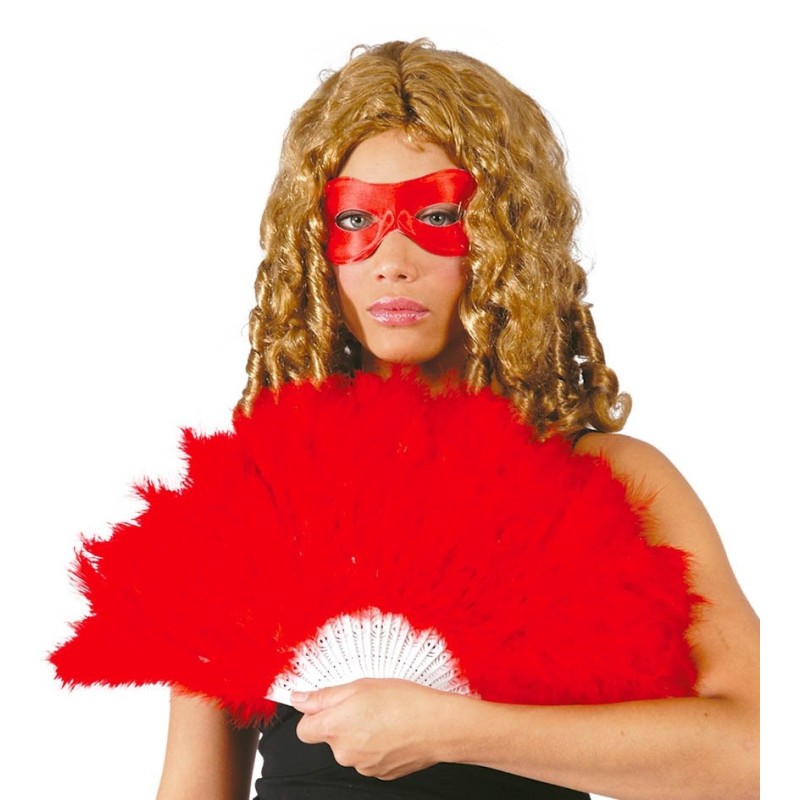 ABANICO PLUMAS ROJO
