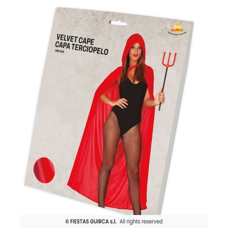 CAPA ROJA CON CAPUCHA TERCIOPELO 130 CMS