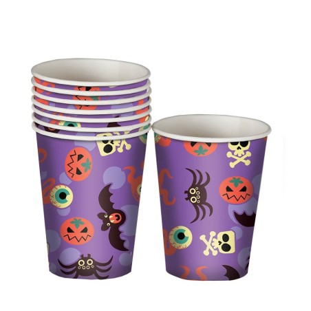 8 VASOS HALLOWEEN 10 CMS LILA
