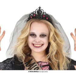 DIADEMA NEGRA PRINCESA CON VELO