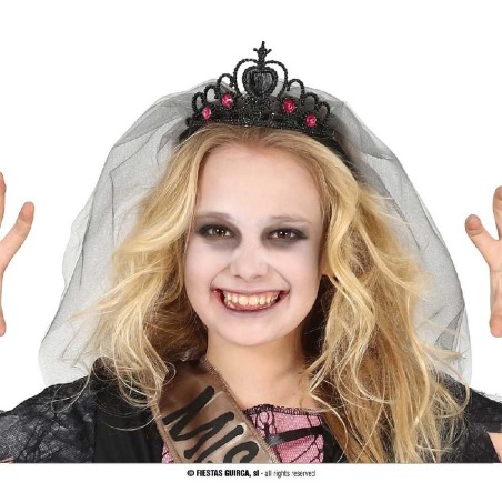 DIADEMA NEGRA PRINCESA CON VELO